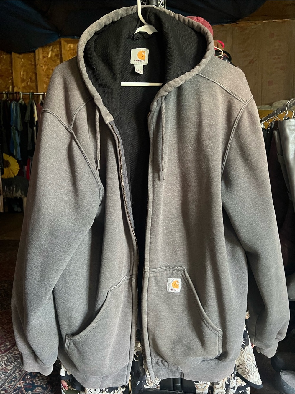 Carhartt Gray Full-Zip Hooded thermal lined Jacket